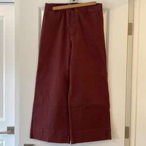 FRANK AND OAK burgundy cropped wide leg trousers